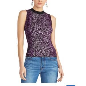0022 RACHEL Rachel Roy  Sleeveless Knit Top with Black Trim and skirt set